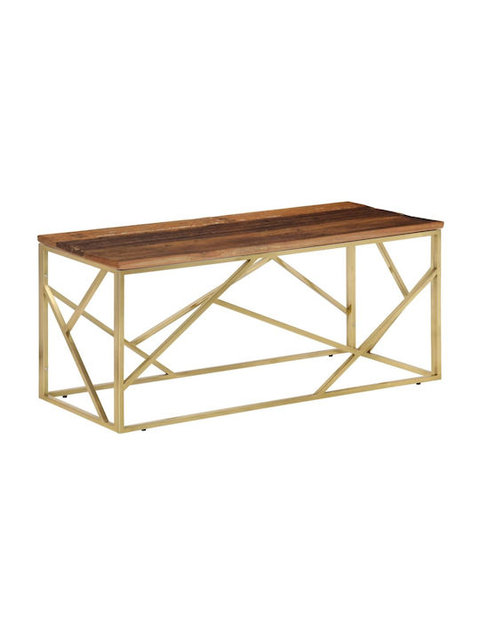 Rectangular Coffee Table made of Solid Wood Gold L110xW45xH45cm