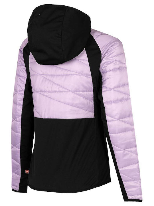 4F Women's Short Puffer Jacket for Winter with Hood Black