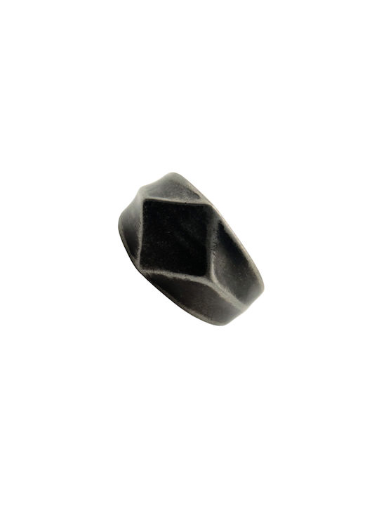 Men's Oxidized Steel Ring with Rhombus design