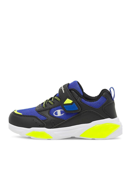 Wave B PS Kids Sneakers with Hoop & Loop Closure and Lights Black