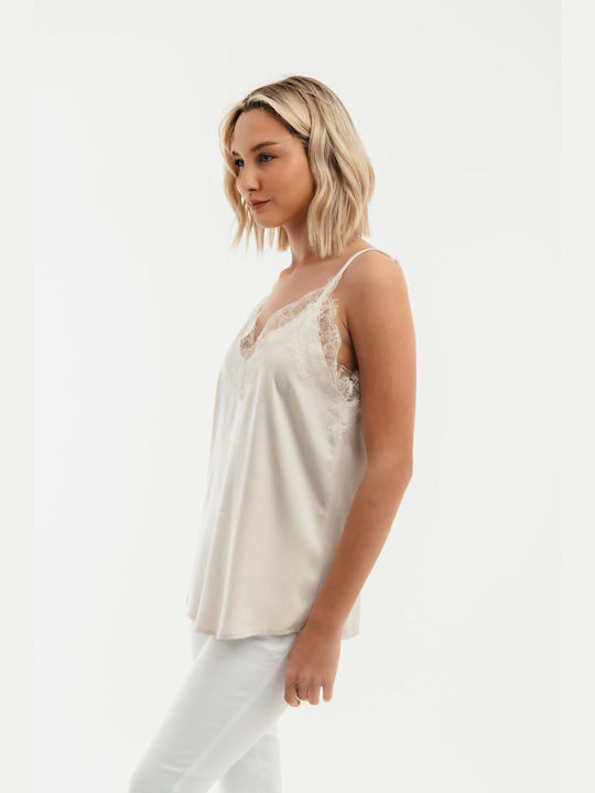 Freestyle Women's Blouse with Straps Beige