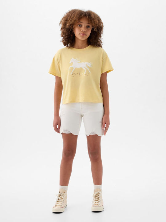 GAP Kids Blouse Short Sleeve Yellow Graphic