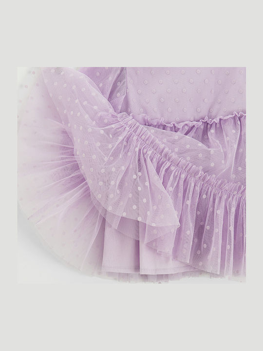 Детска Рокля Дълъг ръкав Тюл Обикновени Purple