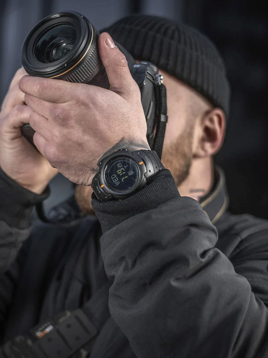 M-Tac Ψηφιακό Ανδρικό Ρολόι 46mm Μπαταρίας με Μαύρο Καουτσούκ Λουράκι