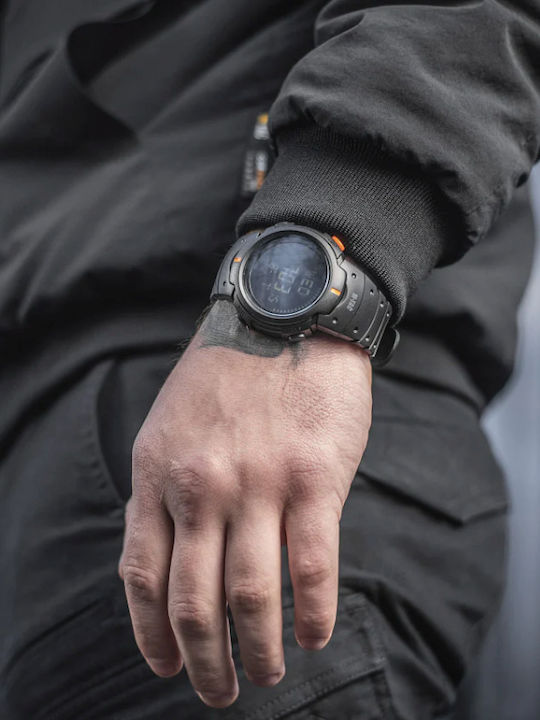 M-Tac Ψηφιακό Ανδρικό Ρολόι 46mm Μπαταρίας με Μαύρο Καουτσούκ Λουράκι