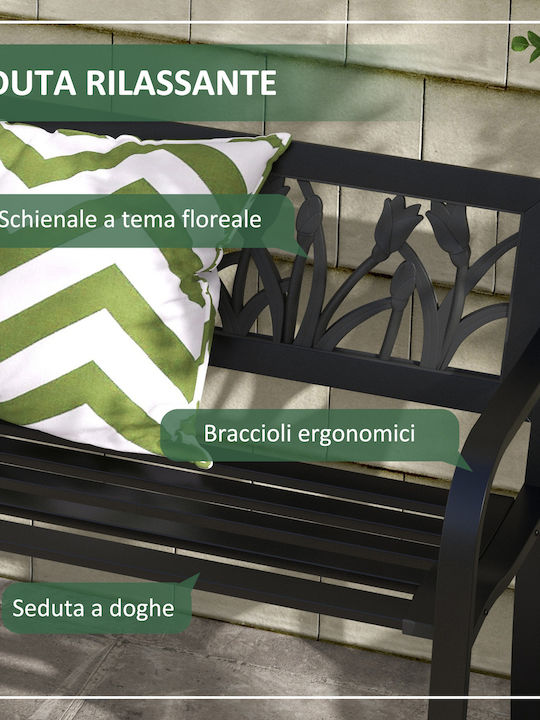 Zweisitziges Sofa Außenbereich Metallisch Schwarz 125x50x75cm