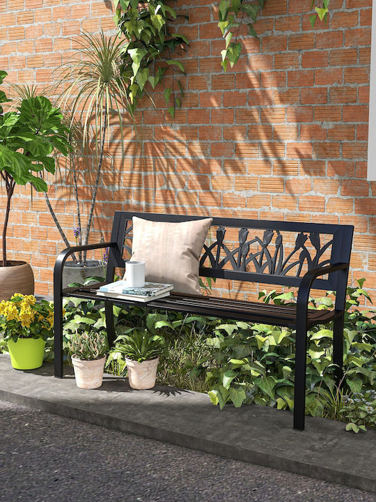 Zweisitziges Sofa Außenbereich Metallisch Schwarz 125x50x75cm