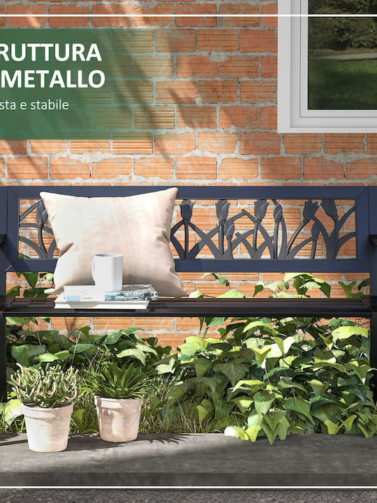 Zweisitziges Sofa Außenbereich Metallisch Schwarz 125x50x75cm