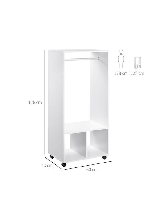 HomCom Cuier de podea din Lemn Albă 60x40x128cm