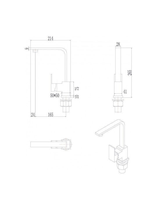 Inter Ceramic Alpaca ICSETICF71085497313ICK4749 Drop-In Chiuvetă Inox L49xW47cm Argintiu