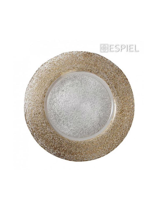 Espiel Plate Shallow Glass Transparent with Diameter 33cm 4pcs