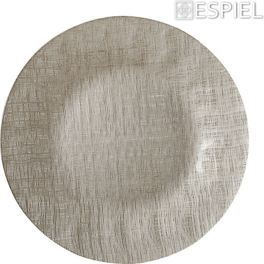 Espiel Plate Shallow Glass Silver with Diameter 33cm