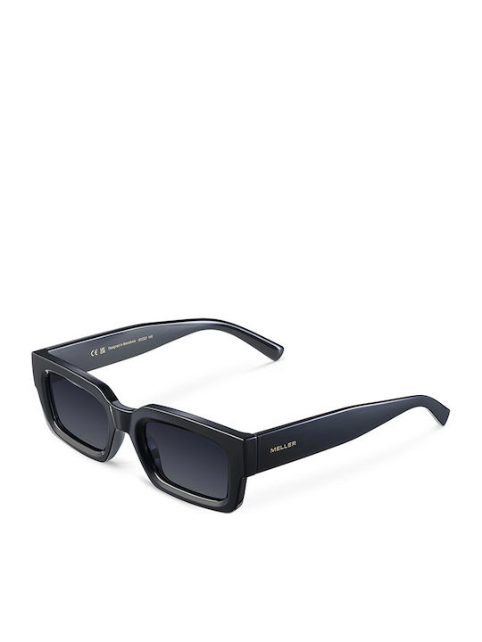 Meller Kaya Unisex Sunglasses with Black Horn-Rimmed Frame and Black Lens