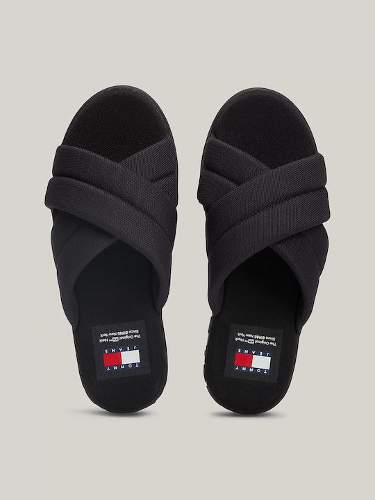 Tommy Hilfiger Γυναικεία Σανδάλια Flatforms σε Μαύρο Χρώμα