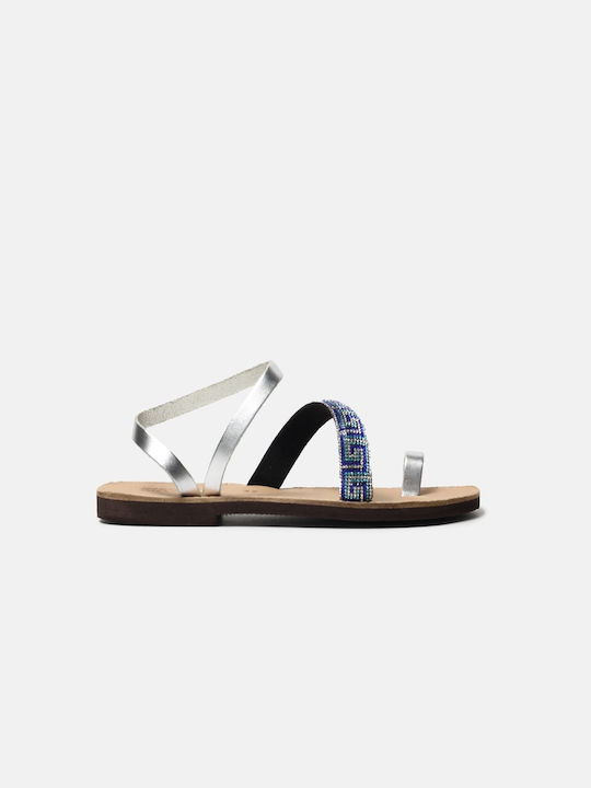 InShoes Leather Women's Sandals with Strass Blue