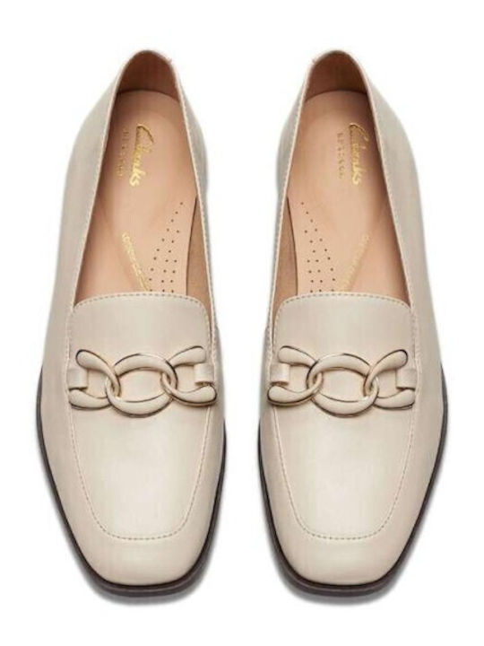 Sarafyna Rae Loafer Δερμάτινες Γυναικείες Μπαλαρίνες σε Μπεζ Χρώμα