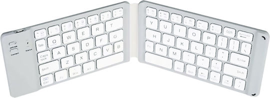 Foldable K018 Ασύρματο Bluetooth Πληκτρολόγιο Αγγλικό US Λευκό