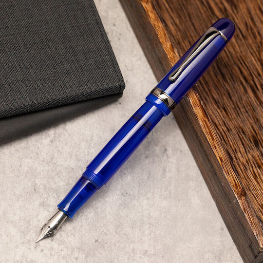 Opus 88 Jazz Transparent Blue Writing Pen Broad Blue made of Steel with Blue Ink