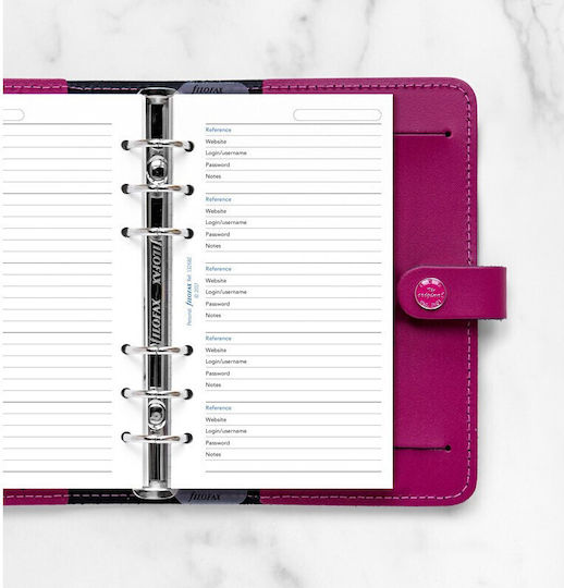 Filofax Personal Carnet 20 Foi cu Pagini Albe Alb