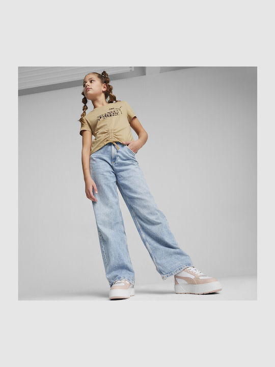 Bluză pentru copii Cu mânecă scurtă Bej Ess+ Animal Knotted