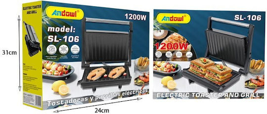 Andowl Sandwich Maker for for 2 Sandwiches Sandwiches 1200W Black