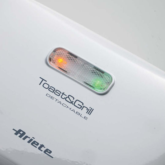 Ariete Τοστιέρα με Αποσπώμενες Πλάκες για 2 Τοστ 800W Λευκή