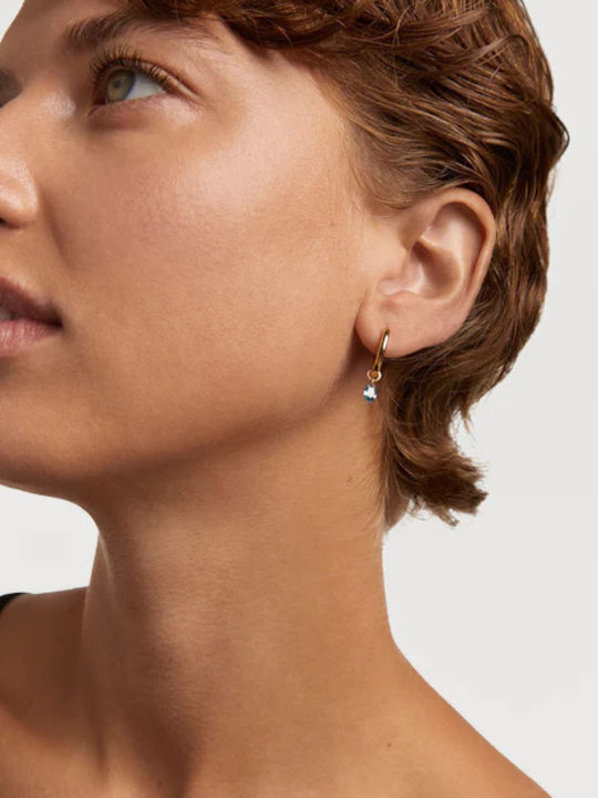 P D Paola Earrings Hoops made of Silver Gold Plated with Stones