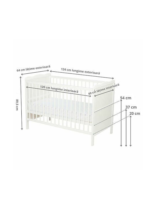 Qmini Cearșaf pentru bebeluși Pentru Patut Bumbac Alb 120x60buc