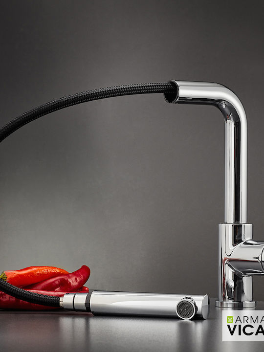 Carron Phoenix Fluo Tall Kitchen Faucet Counter with Shower Nero