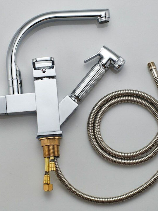 Qd612 Kitchen Faucet Counter with Pull-Out Spray Silver