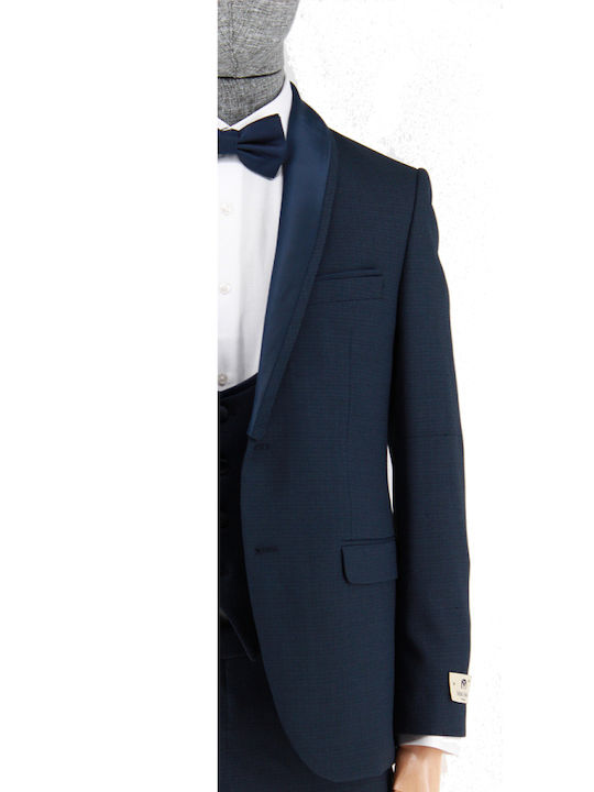 Makis Tselios Fashion Men's Suit with Vest Navy Blue