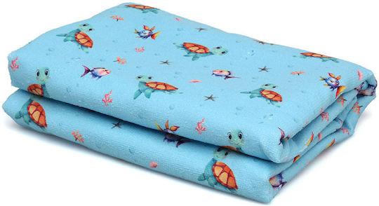 Kiokids Tortuga Παιδική Πετσέτα Θαλάσσης Γαλάζια 150x75εκ.