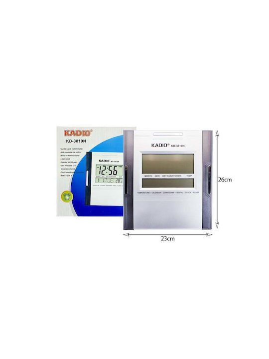 Kadio Επιτραπέζιο Ψηφιακό Ρολόι LCD με Ξυπνητήρι Ασημί fl-10148