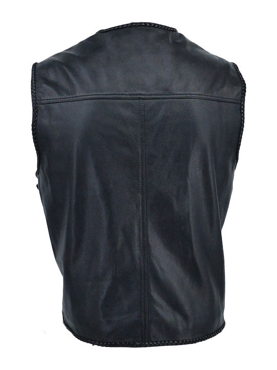 Sleeveless Leather Jacket Black