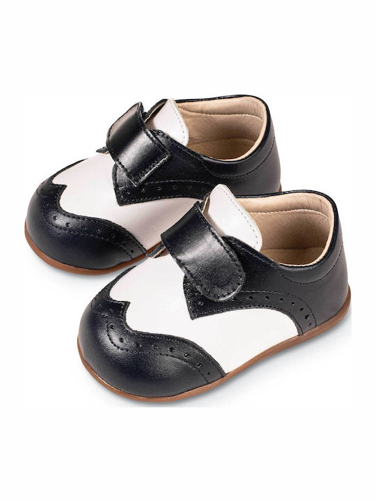 Babywalker Blue-White Baptism Leather Oxfords