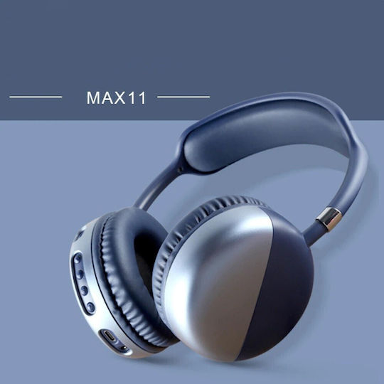 Andowl Q-MAX11 Bluetooth Wireless On Ear Headphones with Radio with 8 hours of Operation Blue