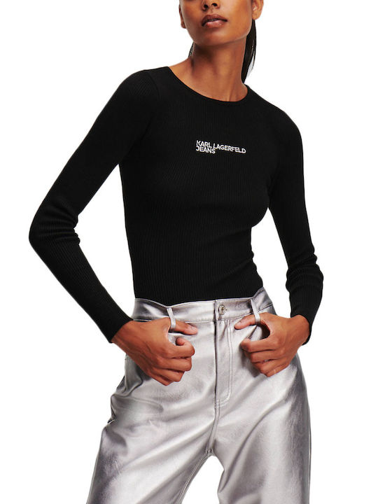 Karl Lagerfeld Women's Long Sleeve Sweater WHITE- BLACK