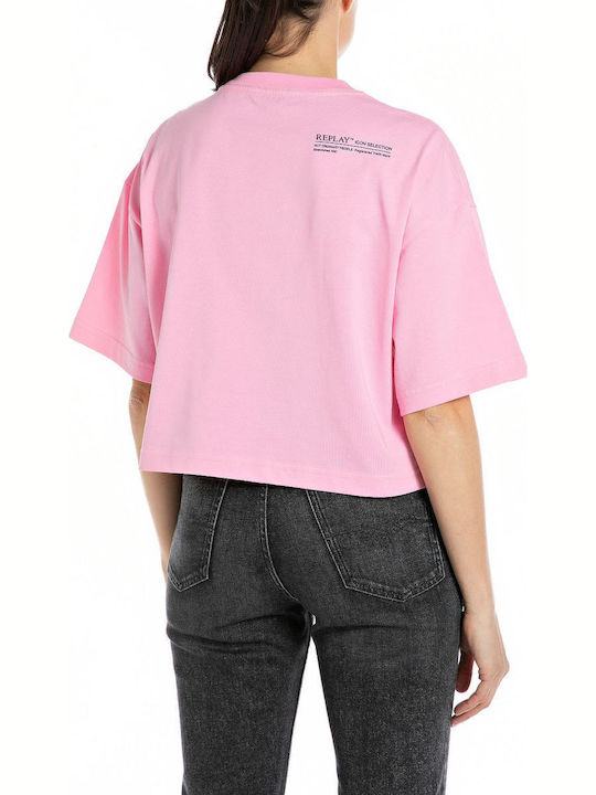 Damen Bluse Baumwolle Kurzärmelig Rosa