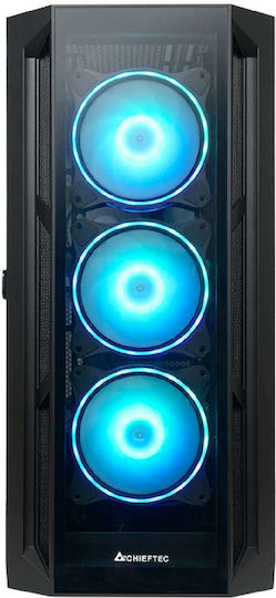 Chieftec APEX Gaming Midi-Turm Computergehäuse mit Seitenfenster und RGB-Beleuchtung Schwarz