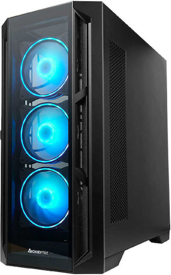 Chieftec APEX Gaming Midi-Turm Computergehäuse mit Seitenfenster und RGB-Beleuchtung Schwarz