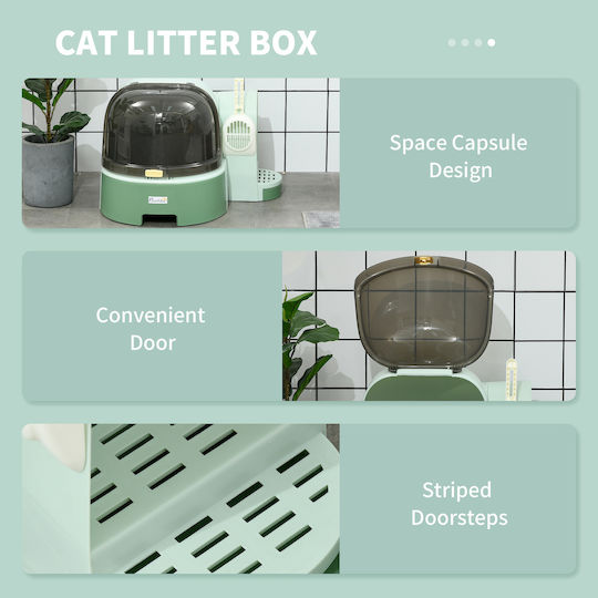 Pawhut Katzentoilette Geschlossen Grün L52 x B60 x H42cm