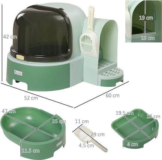 Pawhut Katzentoilette Geschlossen Grün L52 x B60 x H42cm