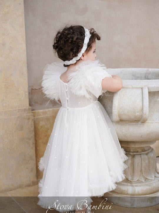 Stova Bambini Λευκό Φόρεμα Βάπτισης από Τούλι