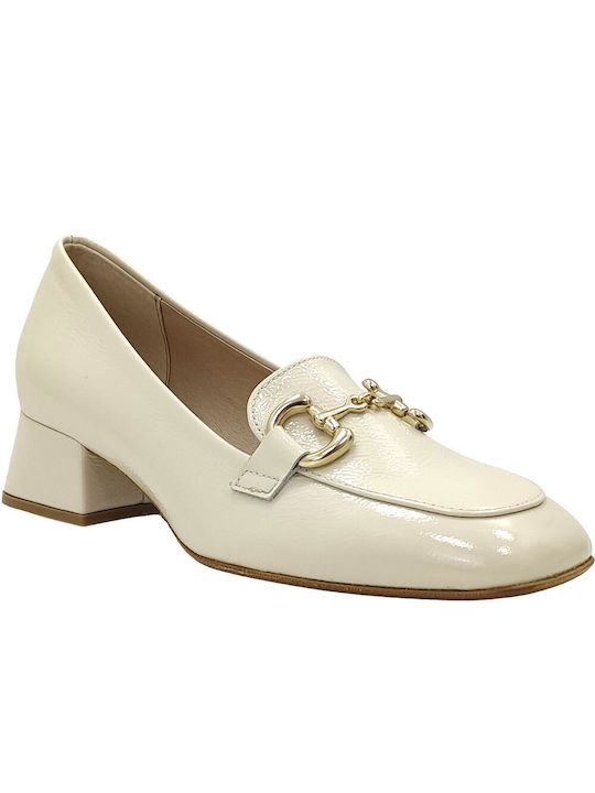 Ragazza Leder Pumps mit flachem Absatz Beige