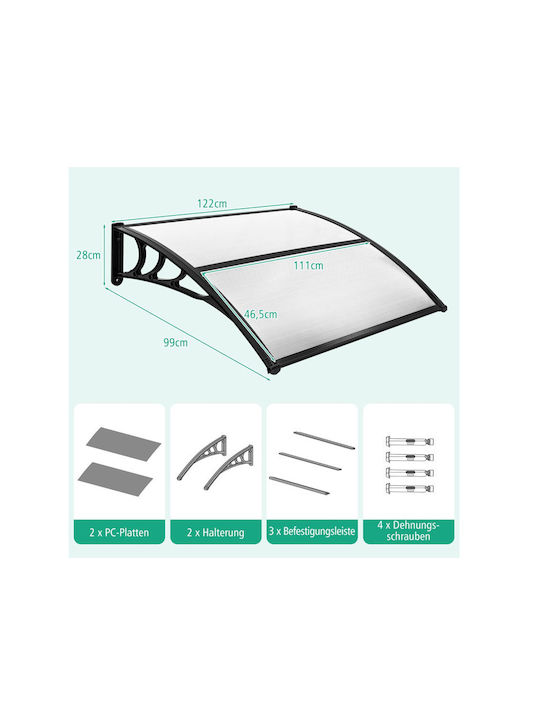 Costway Polycarbonat Kapuzinerdach P122xB99cm