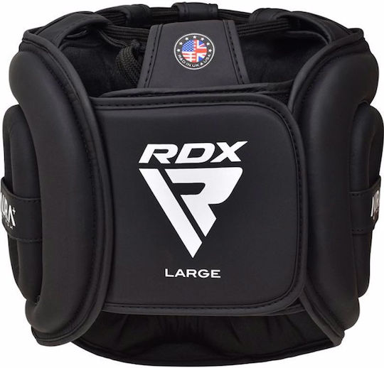 RDX Adult Full Face Boxing Headgear Leather Black