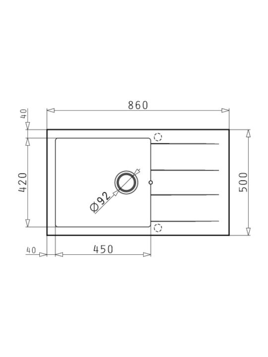 Pyramis Athlos Plus 1B 1D 070070811 Drop-In Мивка от Синтетичен Гранит Ш86xД50см Бежов