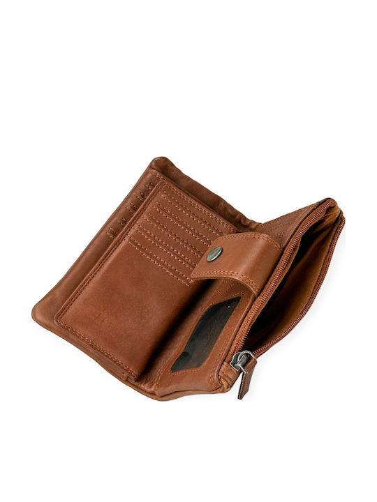 Large Leather Women's Wallet Coins with RFID Tabac Brown