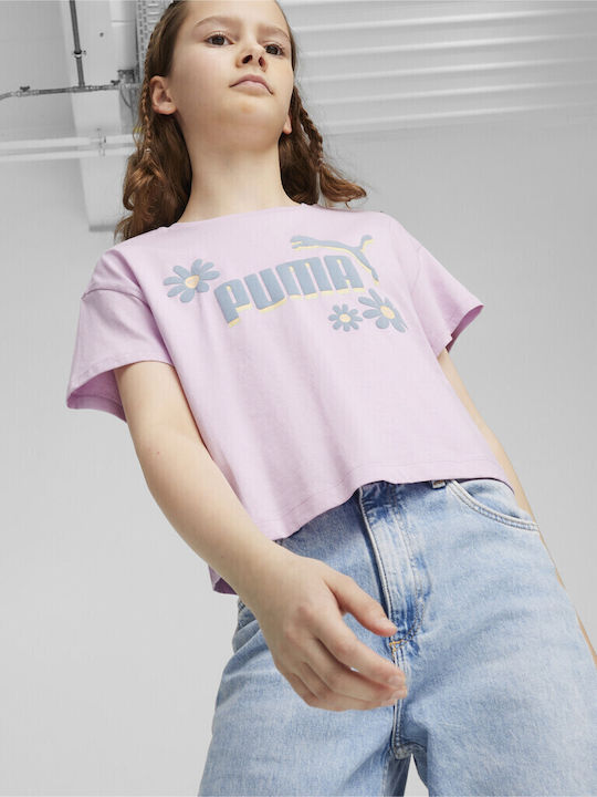 Puma Kids Crop Top Short Sleeve Lilac