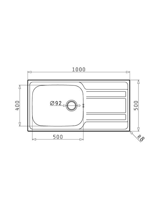 Pyramis Zeda Plus 1B 1D 107152701 Drop-In Sink Left Inox Satin W100xD50cm Silver
